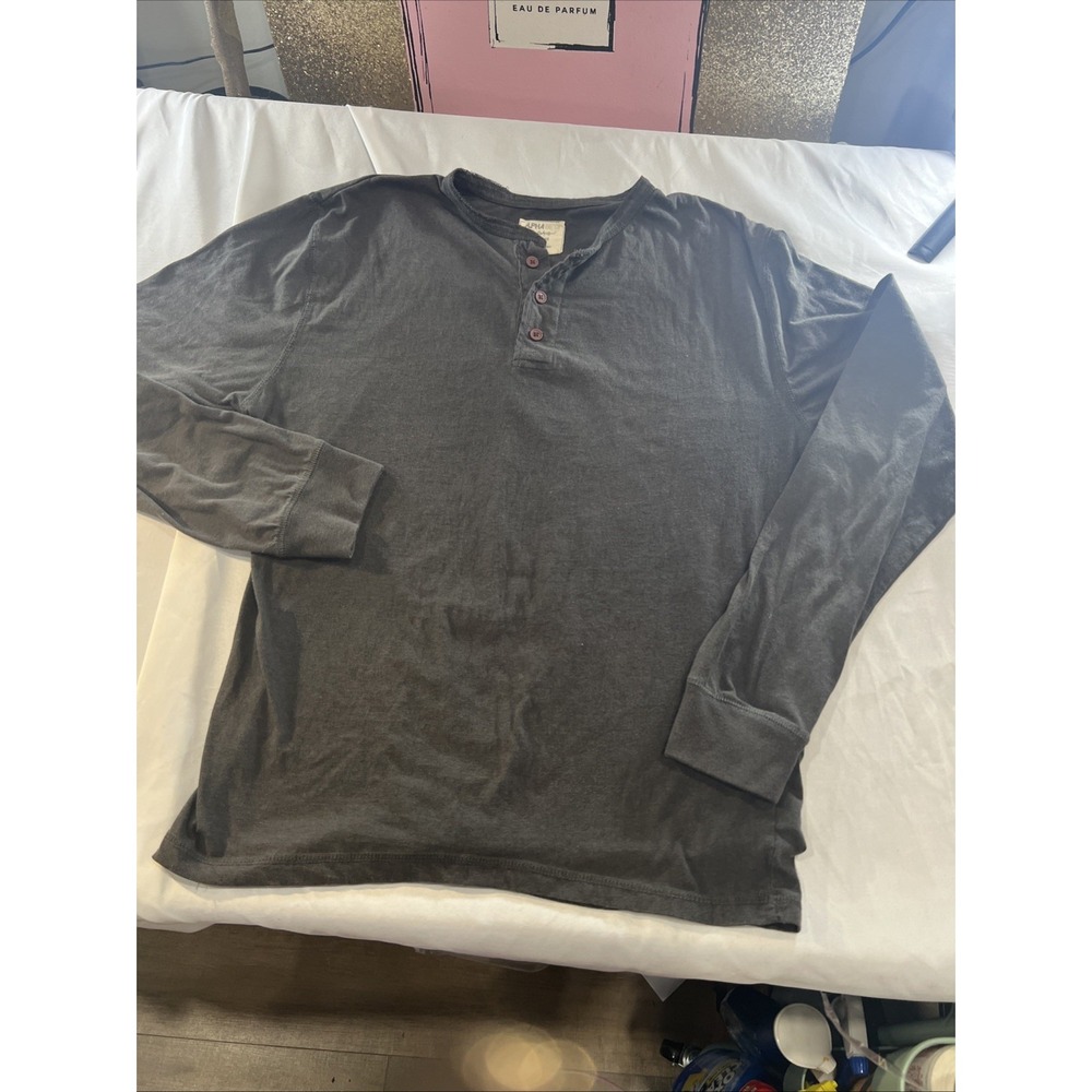 Alpha‎ Beta Long Sleeve Henley 1/4 Button Shirt Men's Xlarge Charcoal 461